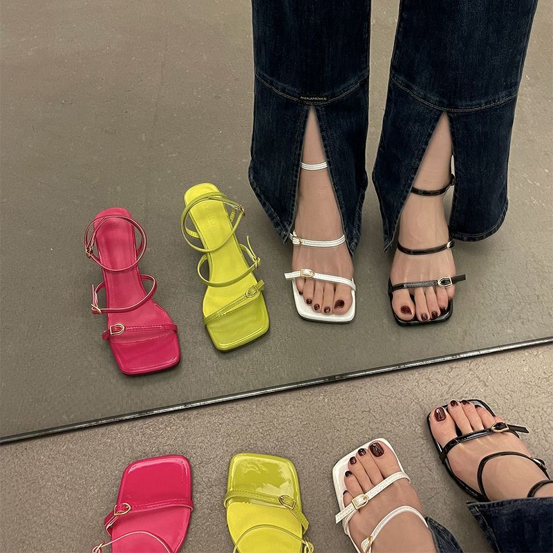 Giày Cao Gót Phối Khóa Cài Thời Trang Mùa Hè Dành Cho Nữ