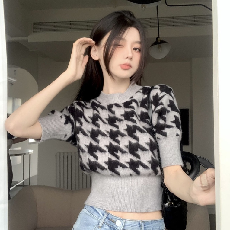 COZOK Áo Thun Dệt Kim Ngắn Tay Thời Trang Cá Tính Dễ Phối Đồ