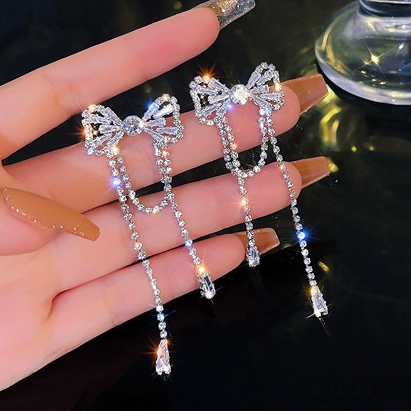 Bông Tai Dáng Dài Hình Bướm Đính Đá Thời Trang Cho Nữ