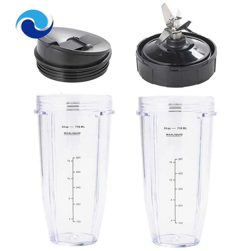 Bộ 2 Cốc Đánh Trứng 24 Oz Kèm Nắp Và Lưỡi Dao Tiện Dụng Cho Ninja (Auto IQ BL480 BL482 BL642 NN102 BL682 BL450)