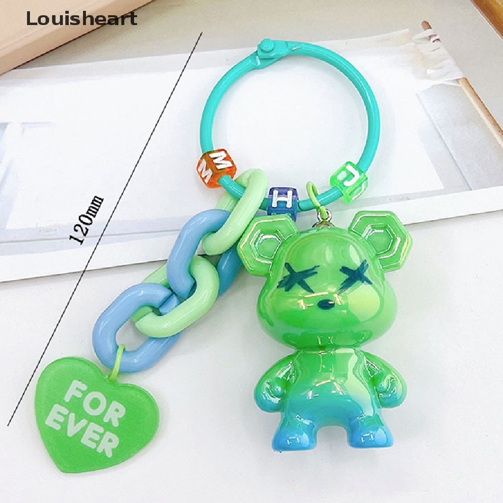 Louisheart Móc Khóa acrylic Hình Gấu Mạ Điện Đính Ngọc Trai Trang Trí Túi Xách Cho Nam Và Nữ TFG