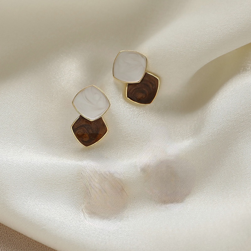 Bông Tai Mạ Bạc 925 Hình Học Nhỏ Đơn Giản Màu Sắc Tương Phản Phong Cách Retro Thời Trang 2022