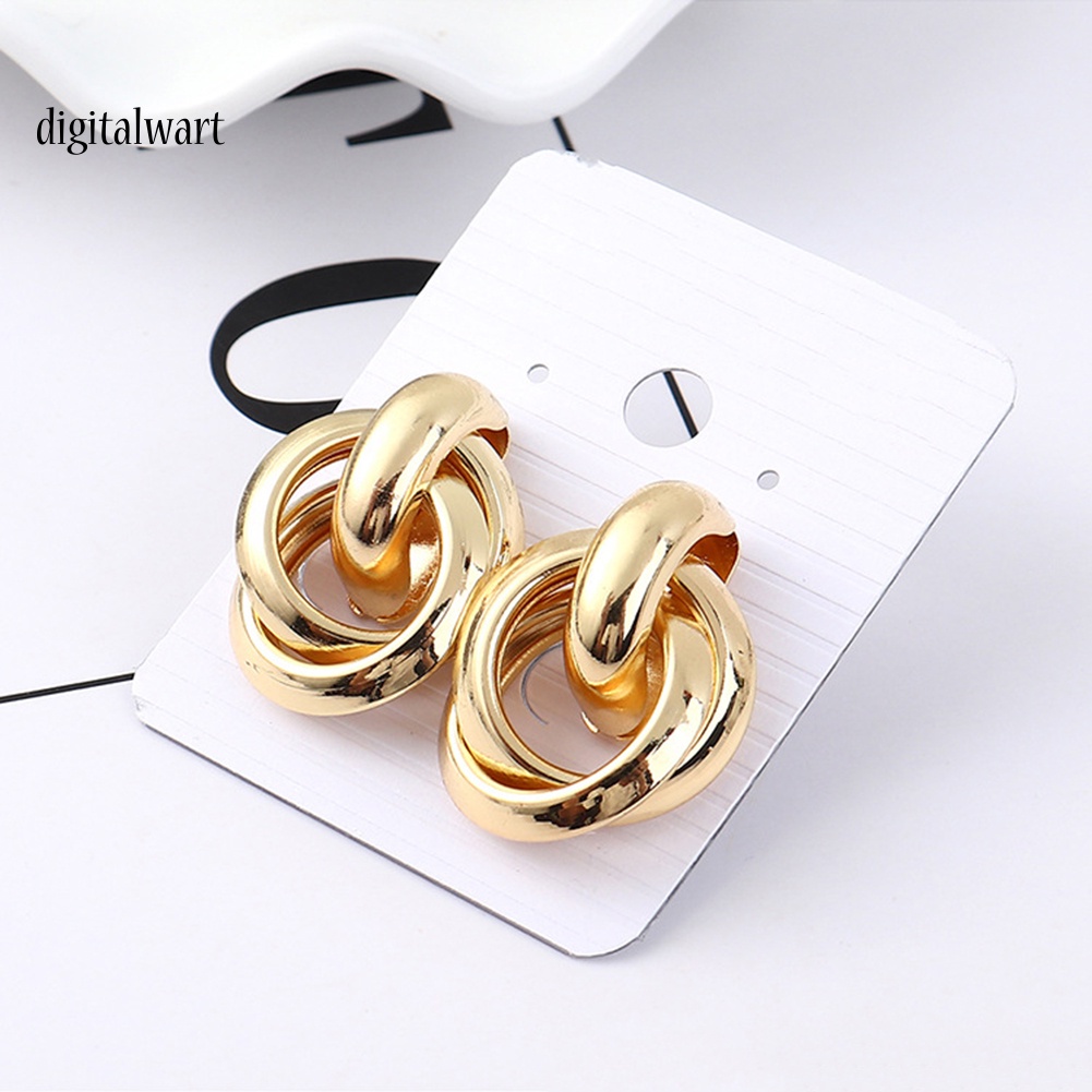 Kỹ Thuật Số| Bông Tai 3 Vòng Tròn Đan Chéo Thời Trang Cá Tính