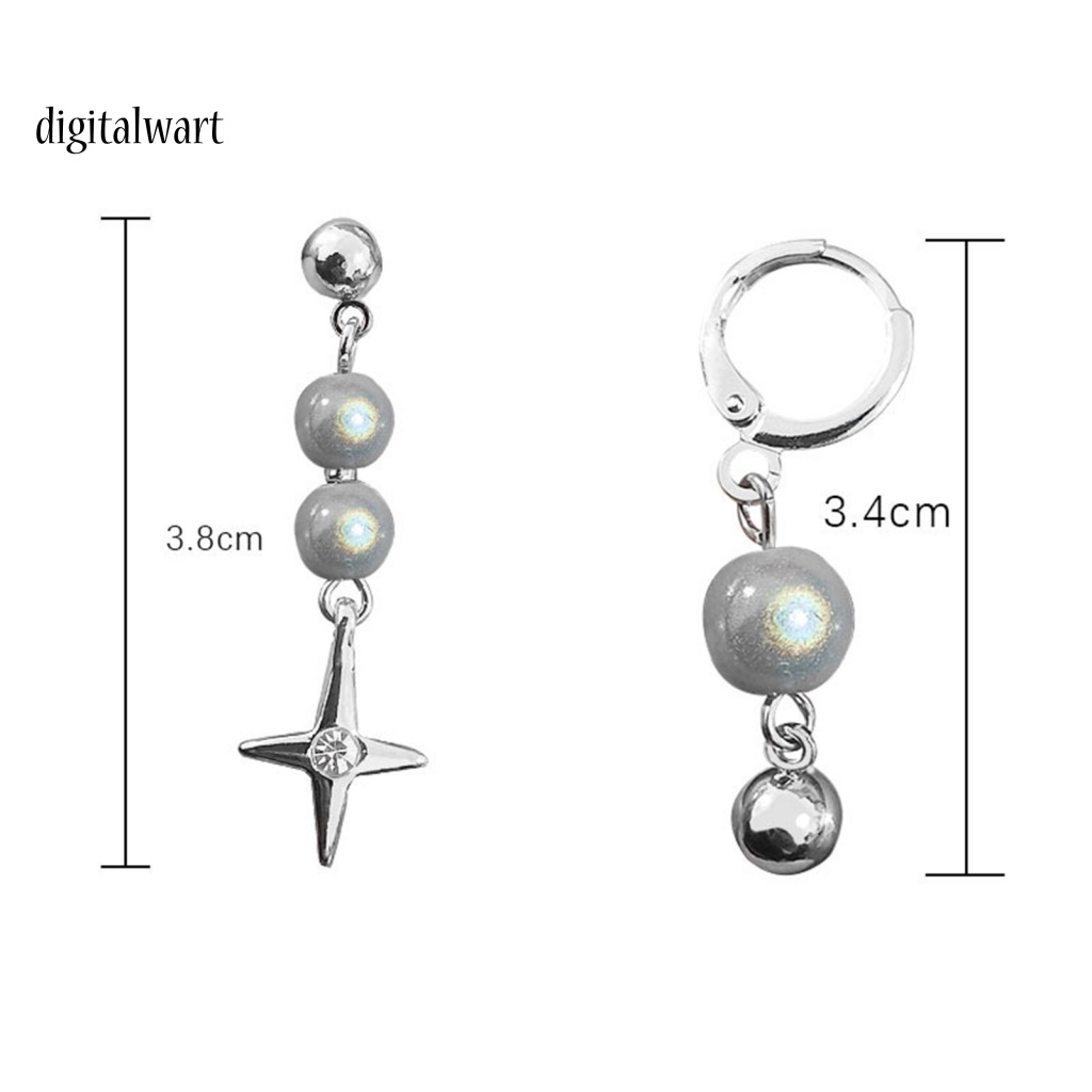 Kỹ Thuật Số| 1 Đôi Bông Tai Xỏ Lỗ Bất Đối Xứng Màu Sáng Thời Trang Dành Cho Nữ