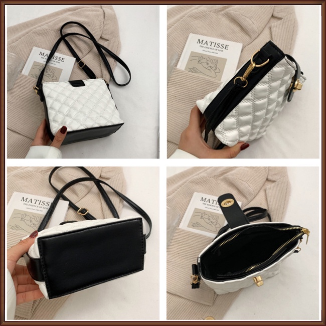 Túi Da Pu Đeo Chéo Mini Họa Tiết Kim Cương Đơn Giản Thời Trang Cho Nữ