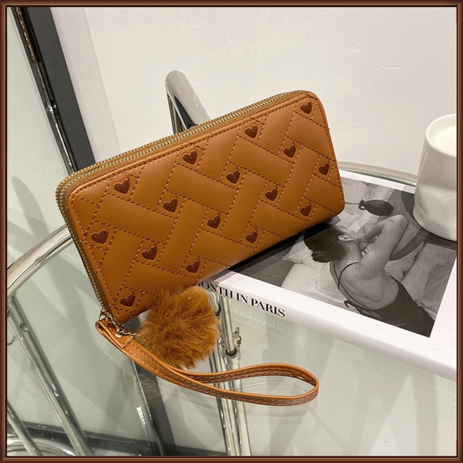 Ví Da Pu Màu Trơn Dáng Dài Có Khóa Kéo Đôi Thời Trang Cho Nữ