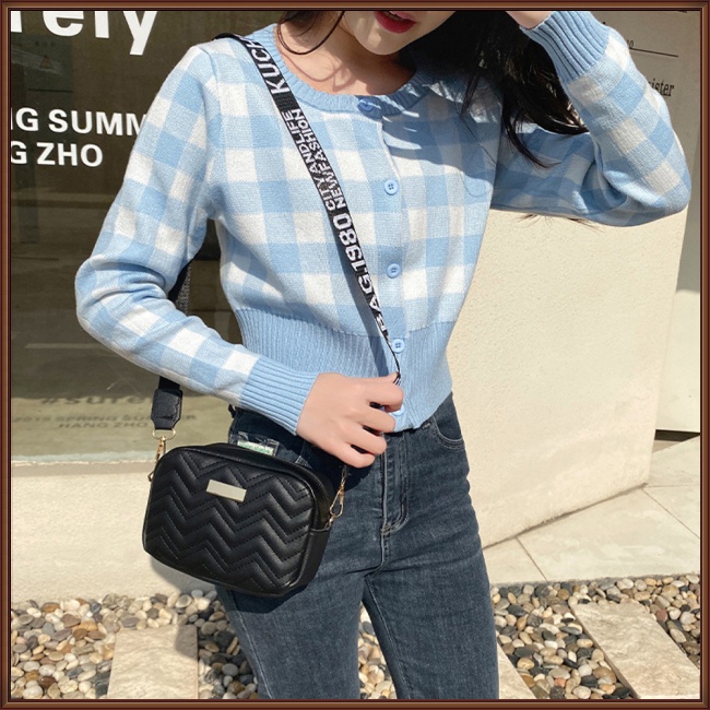 Túi Đeo Chéo Da Pu Hình Vuông Nhỏ Thêu Họa Tiết Thời Trang Cho Nữ