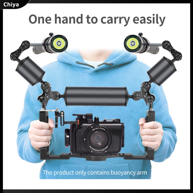 Cánh Tay Phao 5 / 8 / 10 / 12inch D60mm Bằng Sợi Carbon Kèm Đầu Bi 1 Inch Hỗ Trợ Chụp Ảnh Dưới Nước