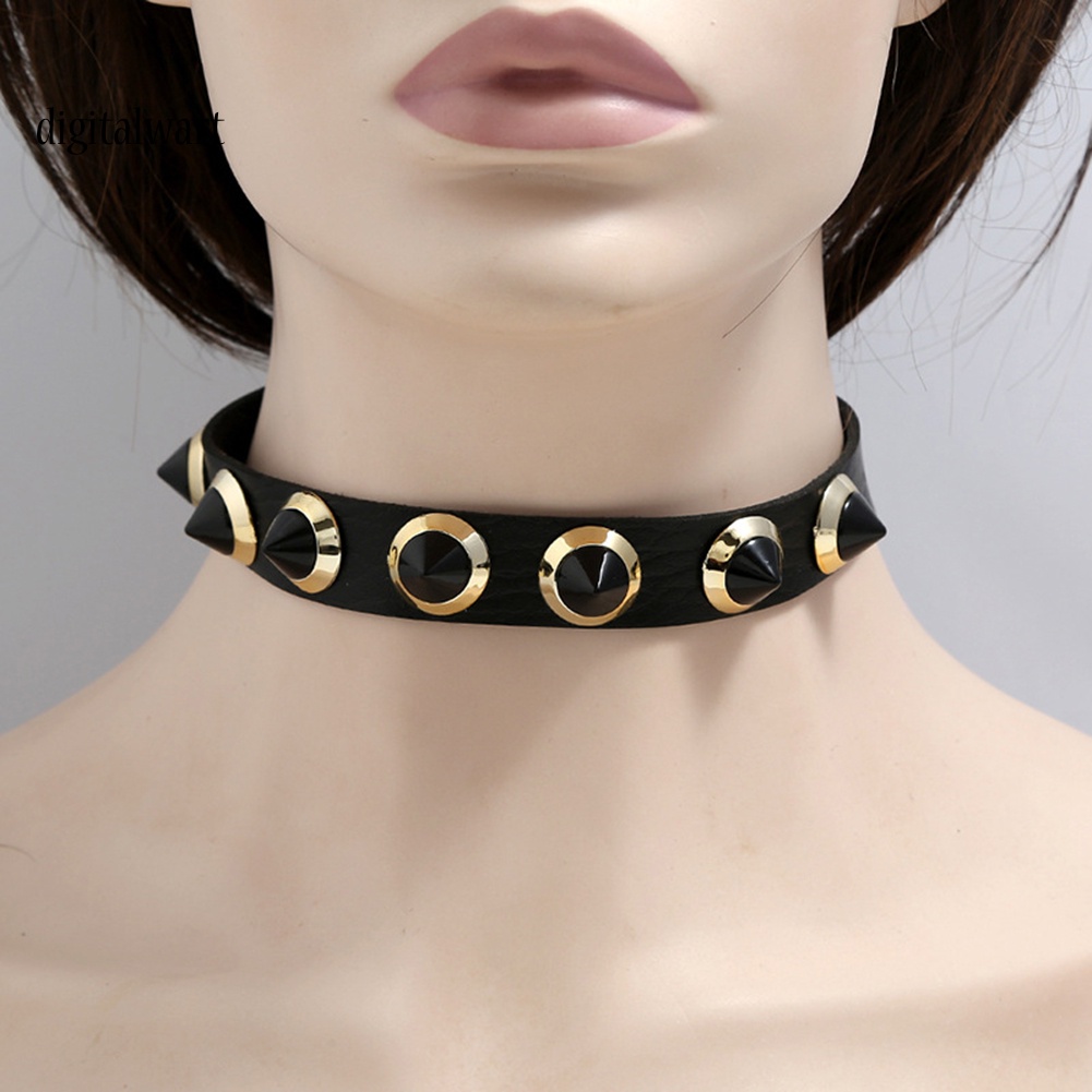 Kỹ Thuật Số| Vòng Cổ Choker Da Đính Đinh Tán Phong Cách Punk Phá Cách Dành Cho Nữ