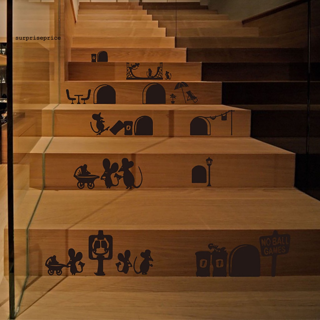 Sticker Dán Tường Trang Trí Hình Chuột Vui Nhộn Không Mùi