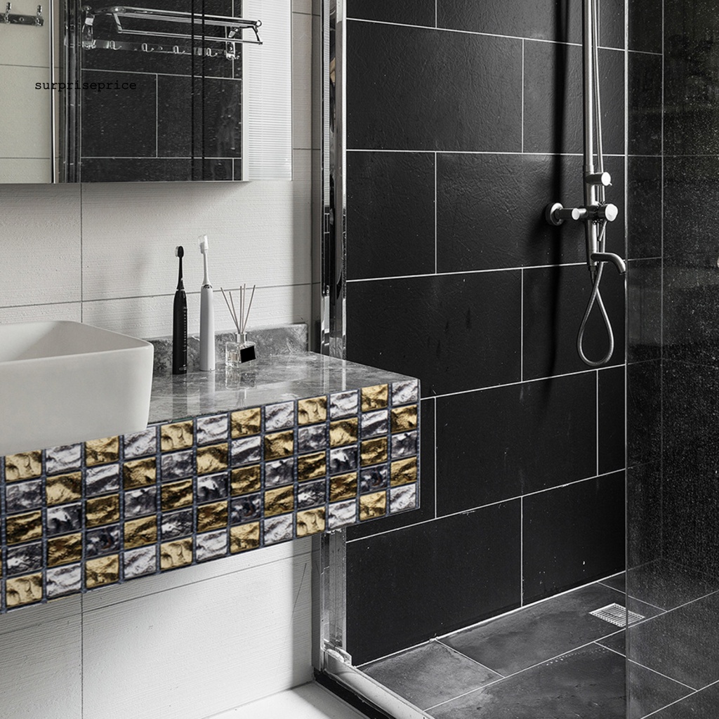 Set 10 Miếng Dán Tường / Sàn 3D Bằng PVC Chống Nước Dễ Lau Chùi DIY