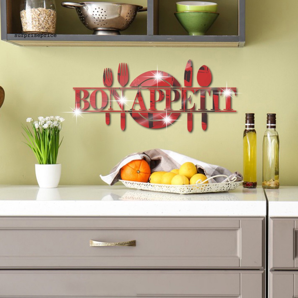 1 Bộ Đề Can Tráng Gương Tự Dính Họa Tiết Muỗng Nĩa Sáng Tạo Có Thể Tháo Gỡ Dùng Để Trang