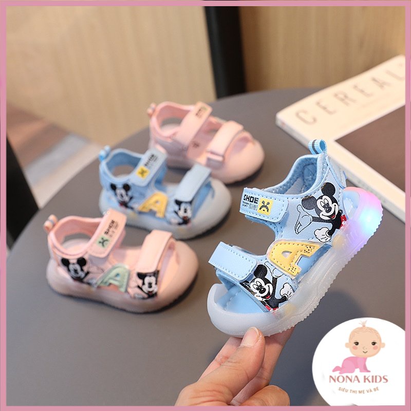 Dép Sandal Có Đèn Led Cho Bé Trai Bé Gái Đế Mềm Mickey Xinh Xắn