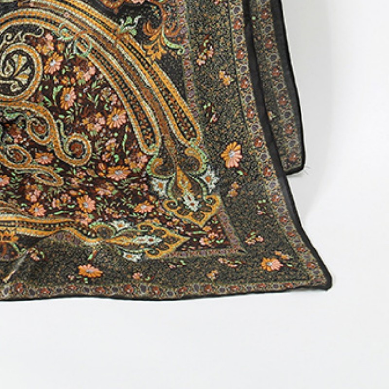 Khăn Choàng Lụa Satin 180 * 90CM In Họa Tiết Hoa Cổ Điển Thoáng Khí Mềm Mại