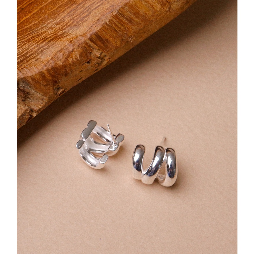 Khuyên Tai Kim Loại Nhiều Vòng Phong Cách Retro Hàn Quốc Độc Đáo Dễ Phối Đồ