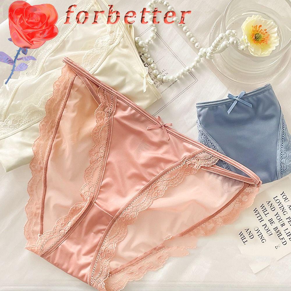 Quần Lót Lụa Phối Ren Và Nơ Màu Sắc Ngọt Ngào Cho Nữ