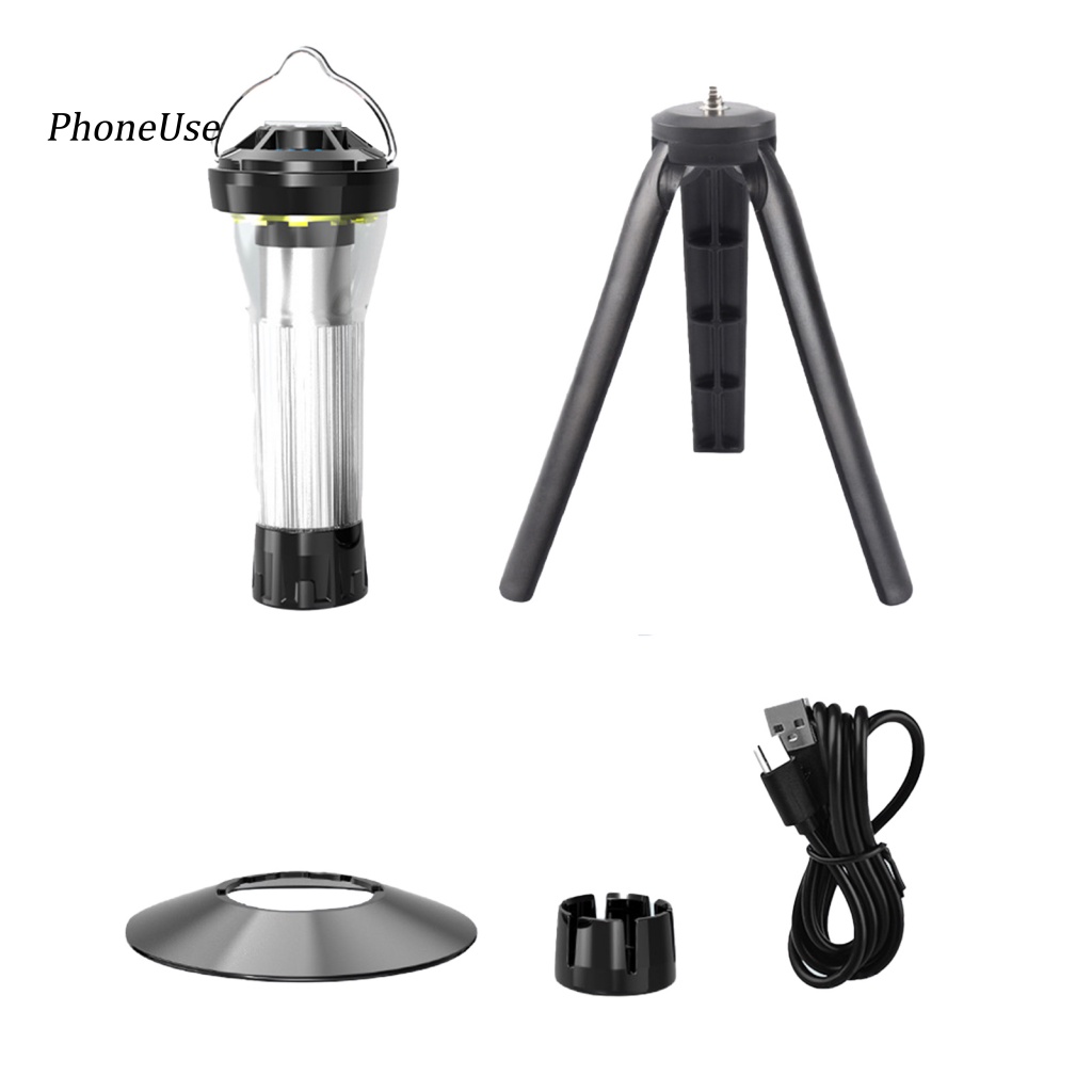 Đèn LED Da PU Cắm Trại Kèm Giá Đỡ Ba Chân Từ Tính Siêu Sáng Tiện Dụng