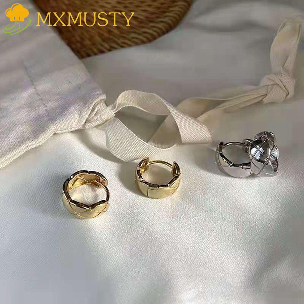 Bông Tai Hình Tròn Họa Tiết Hình Thoi Phong Cách Retro Dành Cho Nữ