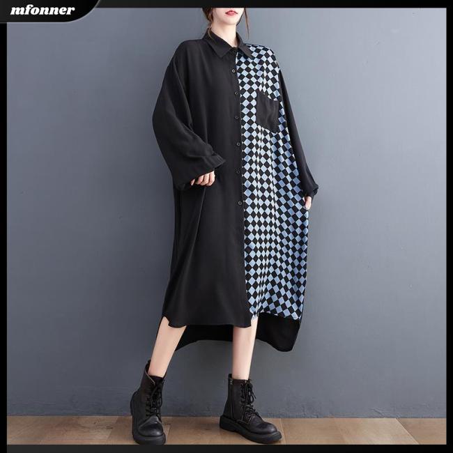 Đầm Chữ A Tay Dài Dáng Rộng Cổ Bẻ Buộc Dây Thời Trang Cho Bạn Gái