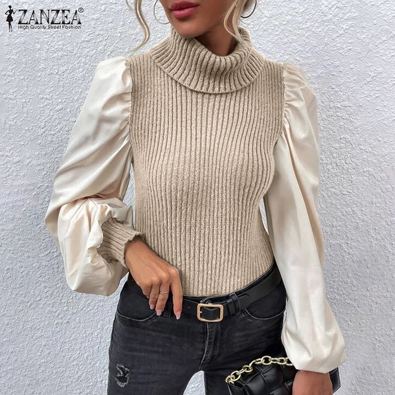 Zanzea Áo Len Nữ Dài Tay Cổ Lọ Thời Trang