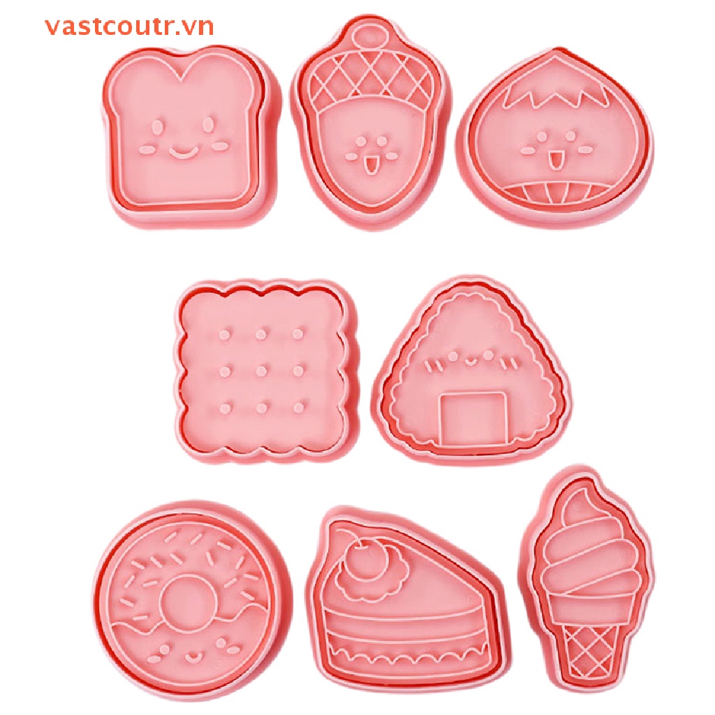Set 8 Khuôn Cắt Tạo Hình Trang Trí Bánh Bằng Nhựa DIY