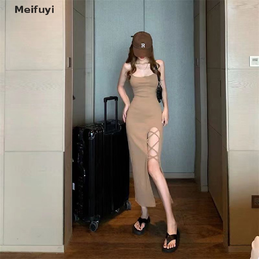 Đầm Hai Dây Màu Trơn Dáng Ôm Gợi Cảm Thời Trang Mùa Hè 2023 Y2K