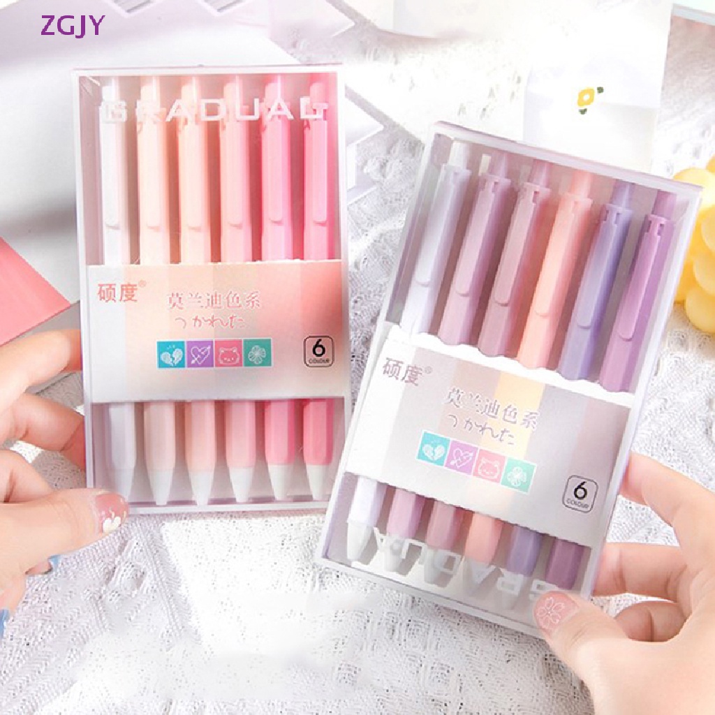 Set 6 Bút Bi Mực Đen Ngòi 0.5mm Dễ Thương Mới