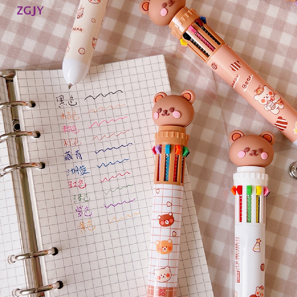 Bút Bi Silicon 10 Màu Hình Gấu Đáng Yêu Mới
