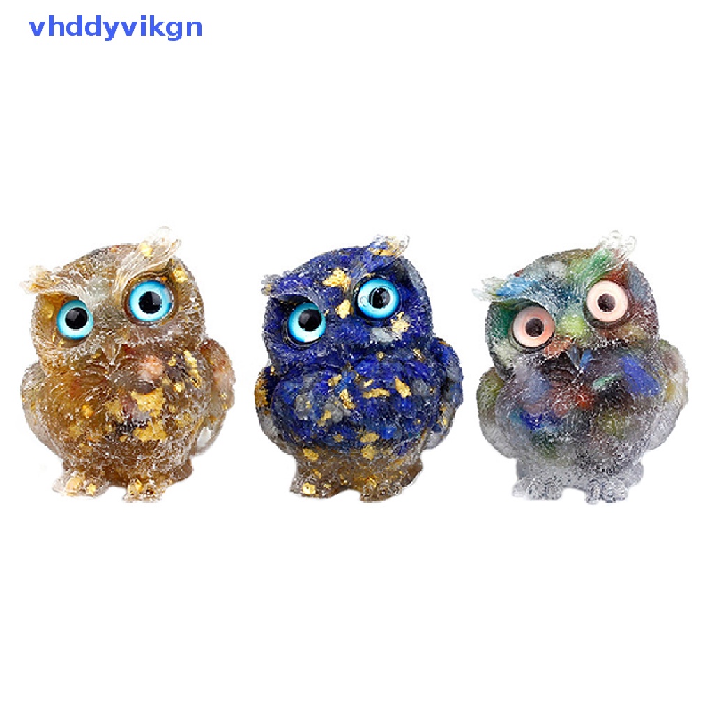 1 Tượng Cú Mèo Bằng Đá Pha Lê Tự Nhiên Thủ Công Dùng Trang Trí