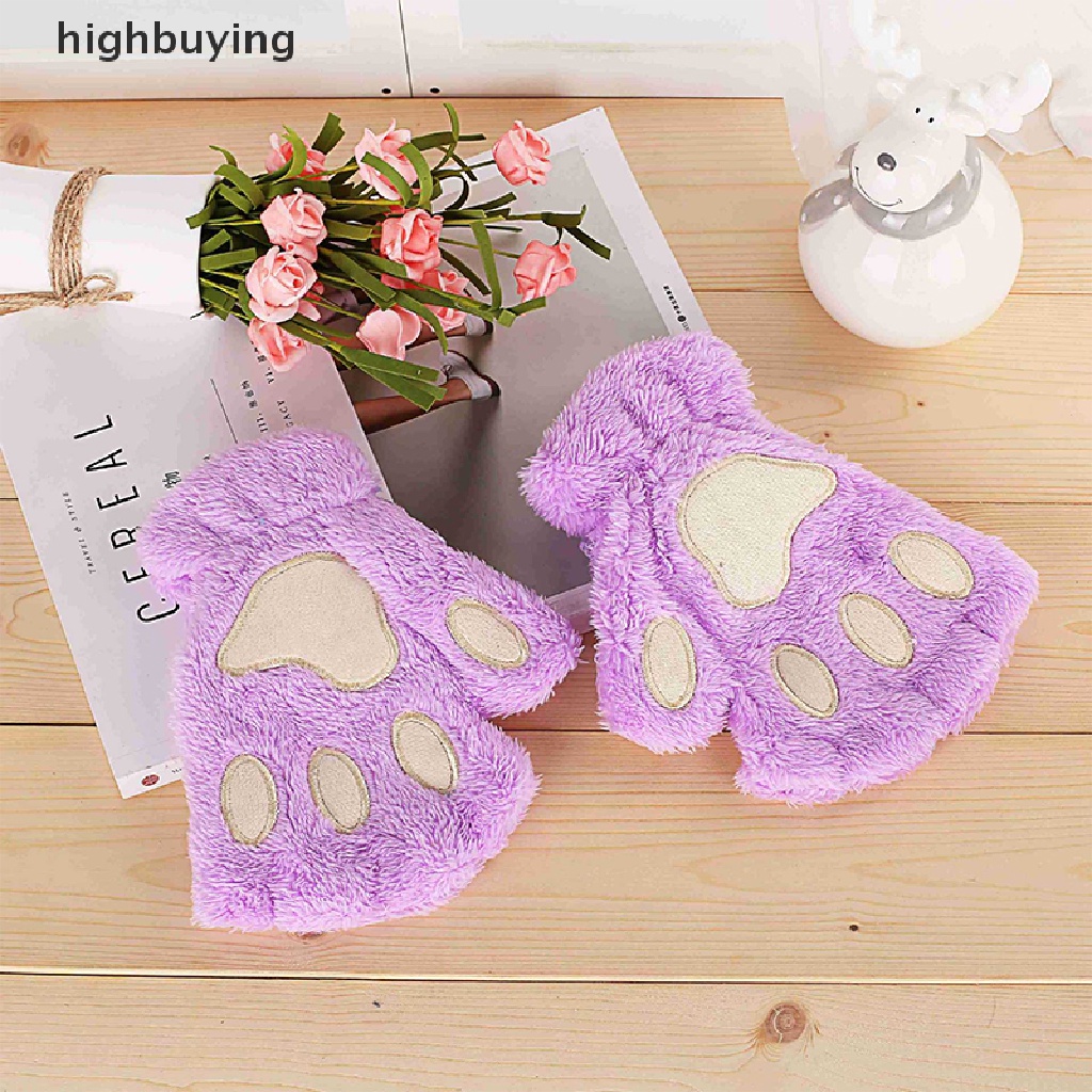 1 Đôi Găng Tay Hở Ngón Tạo Hình Móng Vuốt Mèo Hoạt Hình Đáng Yêu Cho Nữ