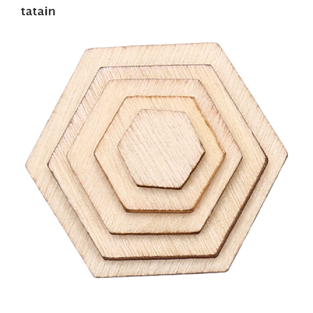 Set 100 Miếng Gỗ Lục Giác Chưa Hoàn Thành Dùng Trang Trí DIY