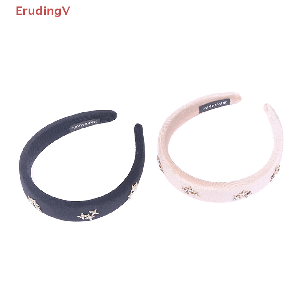 [ErudingV] Băng Đô Nhung Đen Vành Rộng Đính Đá Sáng Bóng Cổ Điển Cho Nữ [Mới]