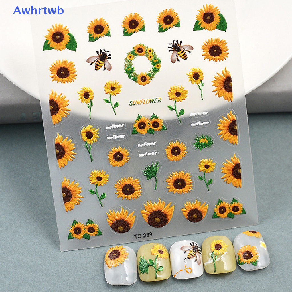 Miếng Dán Trang Trí Móng Tay Họa Tiết Hoa Hướng Dương Xinh Xắn Mới