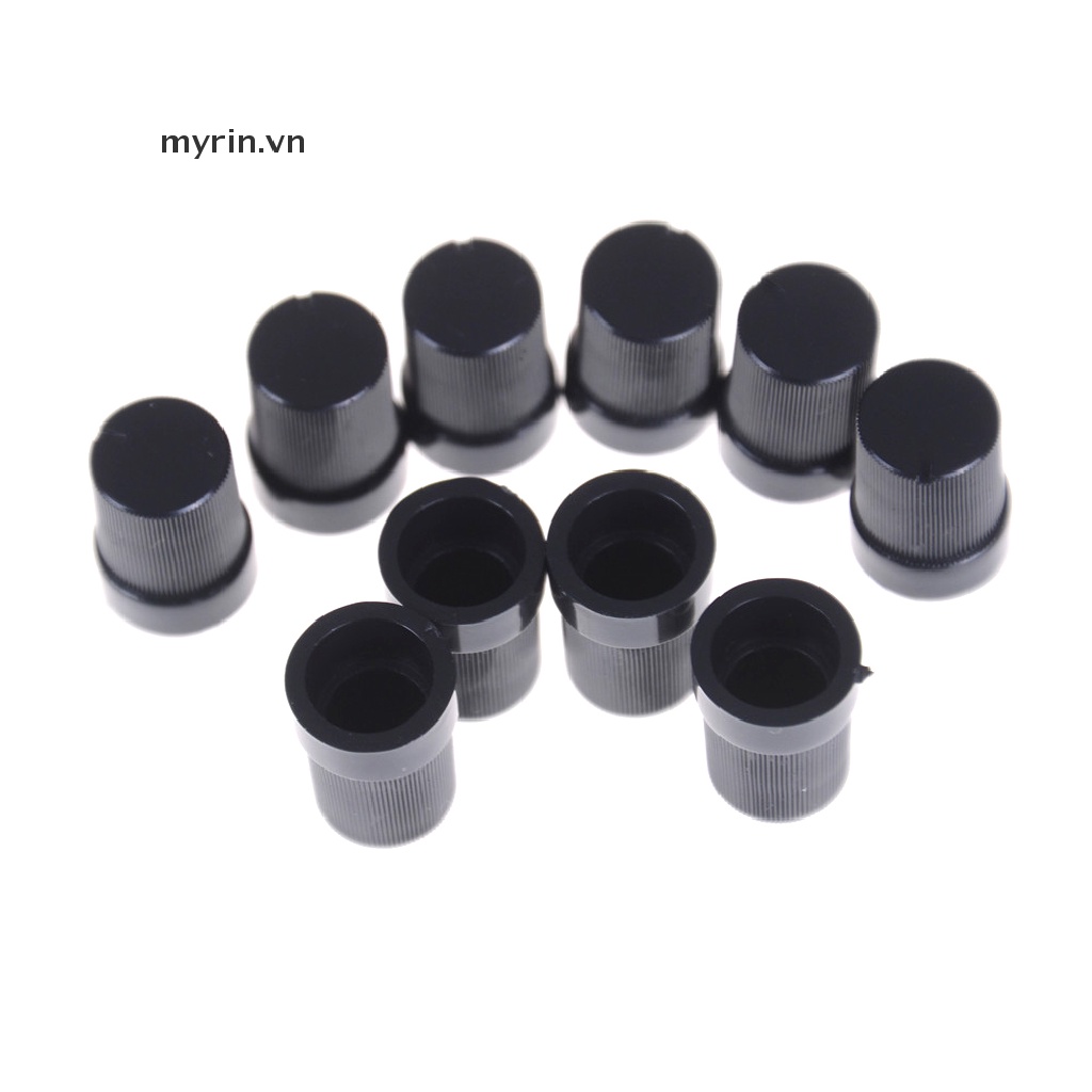 Set 10 Núm Vặn Chiết Áp Bằng Nhựa Màu Đen Đường Kính 6mm
