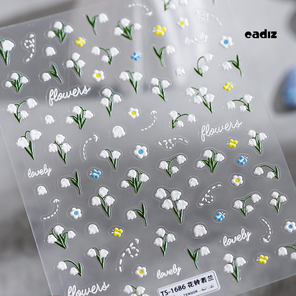 Miếng Dán Trang Trí Móng Tay 3D Tự Dính Không Phai Chống Rơi Vỡ Họa Tiết Hoa 5D Dành Cho Nữ