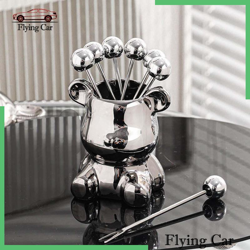 [Lzdjfmy2] Bộ Nĩa Ăn Trái Cây Hình Gấu Dễ Thương Cho Đám Cưới Nhà Hàng Nhà Hàng