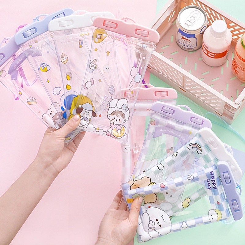 Túi Khí Nổi Đựng Điện Thoại Chống Nước In Hình Hoạt Hình Dễ Thương Có Thể Chạm Màn Hình Cảm Ứng