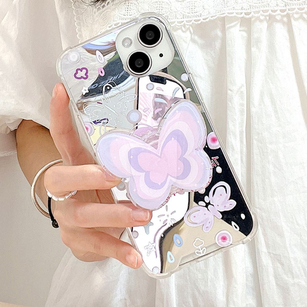 Ốp Điện Thoại TPU Mềm Họa Tiết Bươm Bướm Tráng Gương Bảo Vệ Bốn Góc Chống Rơi Cho IPhone 11 12 13 14 Pro Max