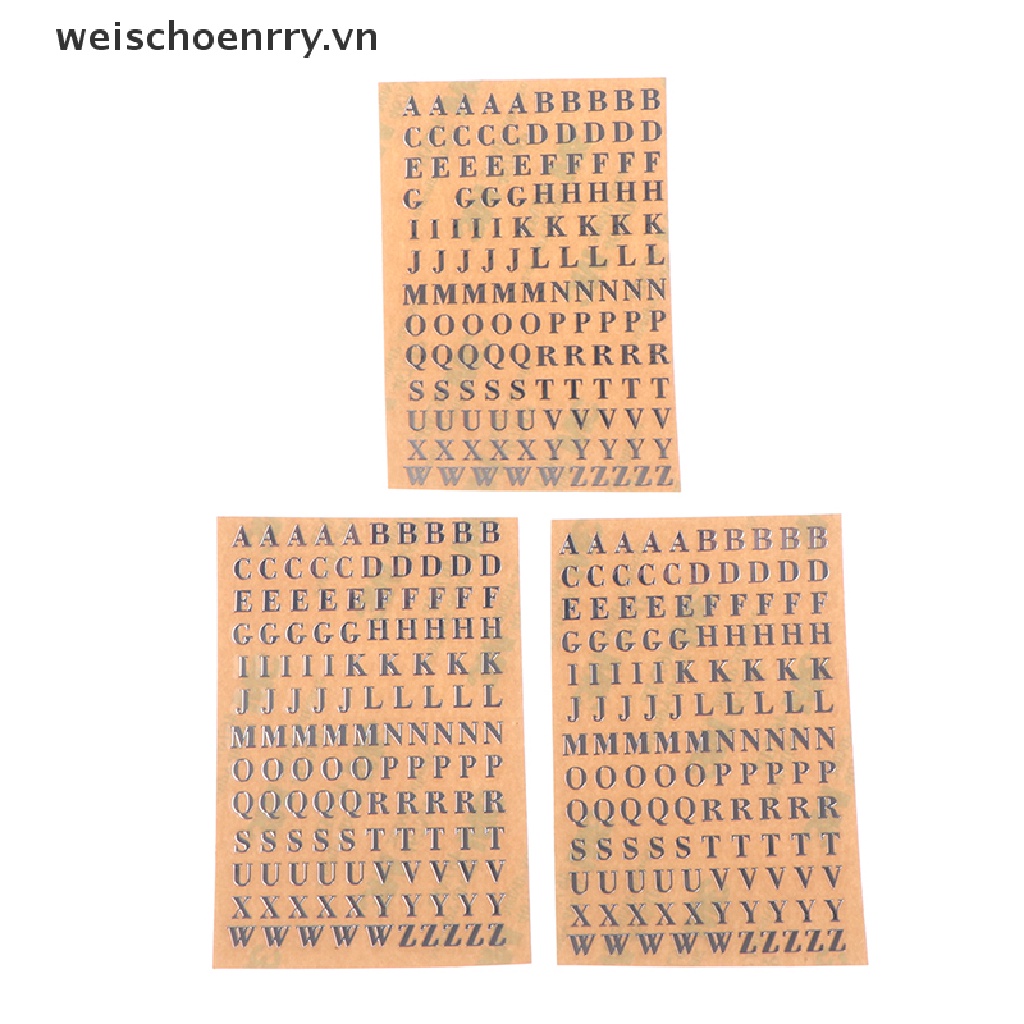 Bộ 3 Miếng Dán Trang Trí Hình Chữ Cái 3mm Bằng Nhựa Epoxy Lấp Lánh