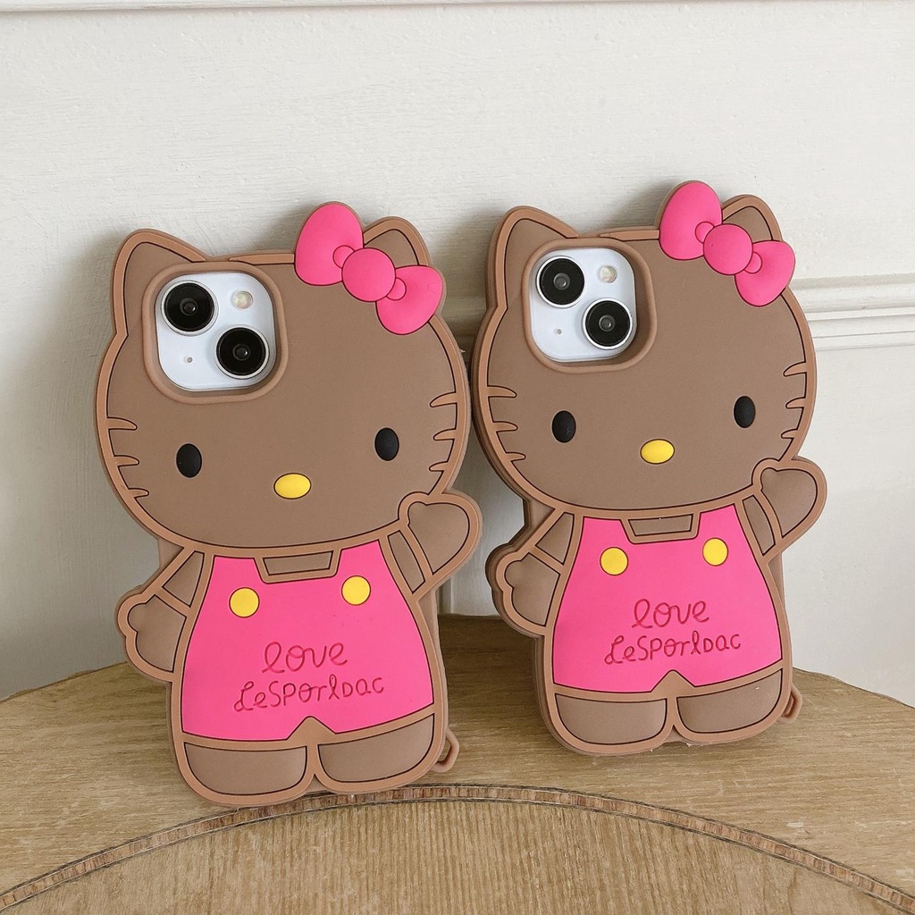 Ốp Điện Thoại TPU Dẻo Họa Tiết Hoạt Hình Kitty 3D Dễ Thương Chống Rơi Cho iPhone 13 12 11 14 PRO MAX