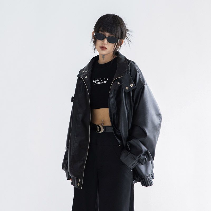 Áo Khoác Da pu Cao Cấp Phong Cách Đường Phố Mùa Xuân Thu Cho Nữ AIA5