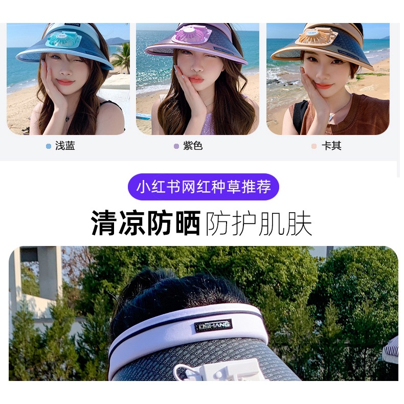 Mũ Rộng Vành Chống Nắng Thiết Kế Mới Có Quạt Sạc USB Cao Cấp Thời Trang Mùa Hè Cho Nữ