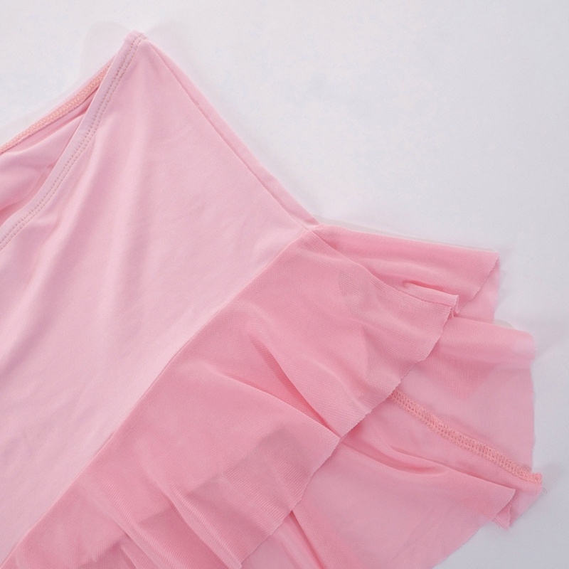 Áo Croptop Sát Nách Màu Trơn Phối Lưới Gợi Cảm Cho Nữ