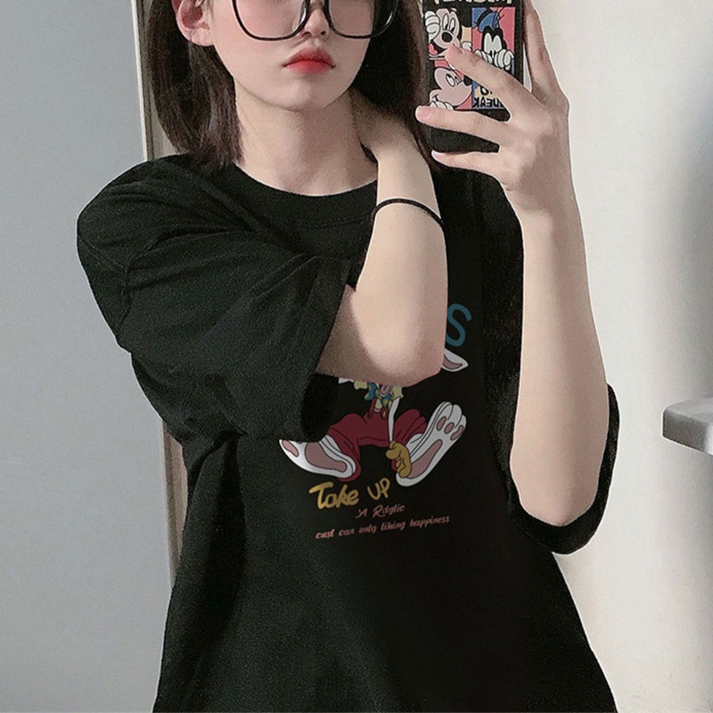 Áo thun XINLANYASHE ngắn tay in họa tiết phong cách Hàn Quốc thời trang mùa hè