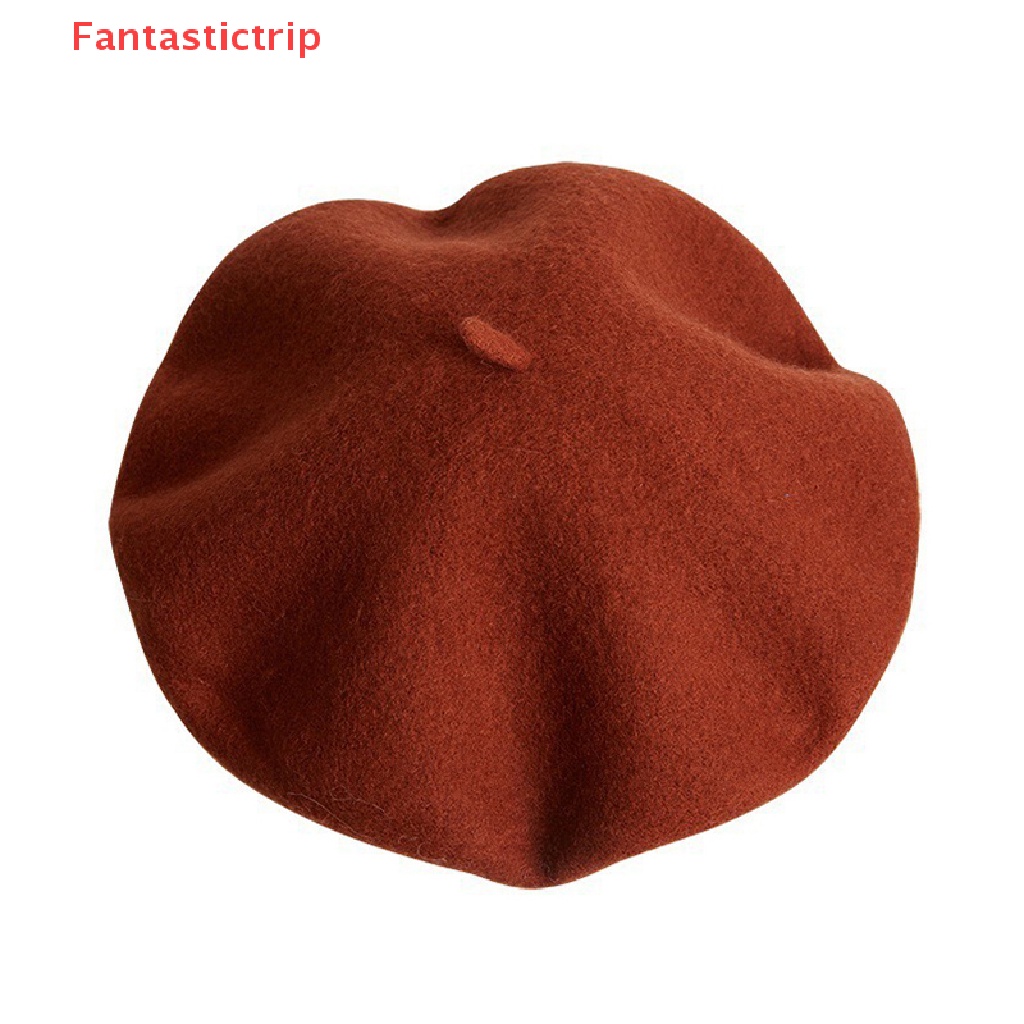 [Fantastictrip] Mũ Beret Len Màu Trơn Giữ Ấm Mùa Đông Phong Cách Nghệ Sĩ Pháp Cổ Điển Thanh Lịch Phù Hợp Với Tất Cả Các Quý Cô Mới