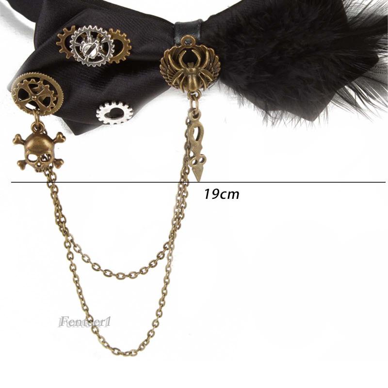 [Fenteer1] Vòng Cổ Choker Punk Với Dây Xích Bánh Răng Thoải Mái Màu Đen Cho Bạn Gái