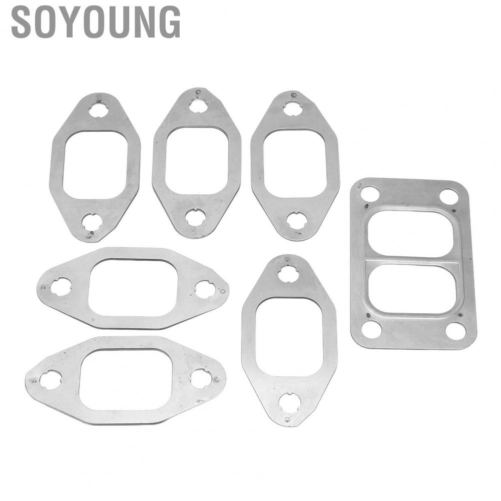 Soyoung Exhaust Manifold Tube Gasket  Set Strong Sealing Thermal Conduction Metal Alloy for Car