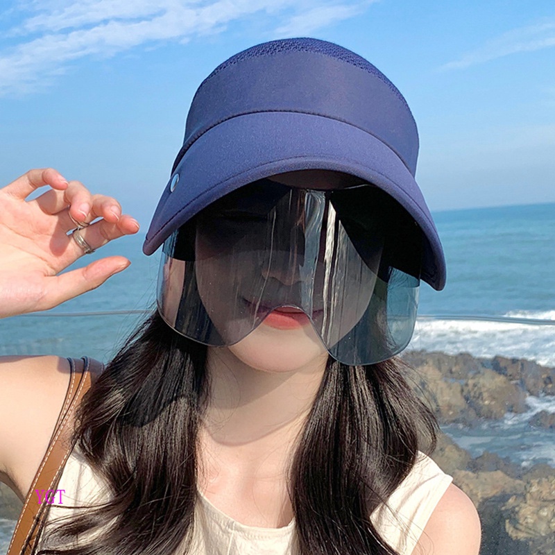 Ygt Mũ Chống Nắng Hở Chóp Vành Rộng Màu Trơn Có Thể Điều Chỉnh Kích Thước Thời Trang Mùa Hè Cho Nữ