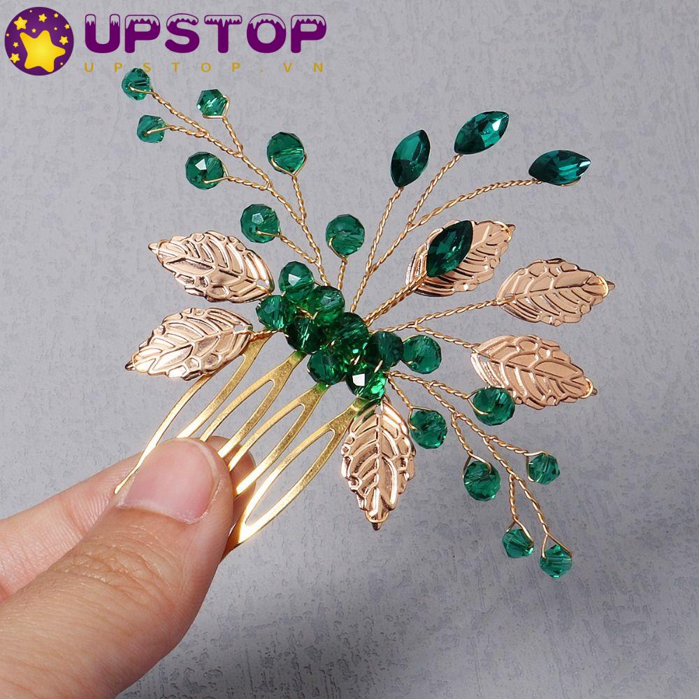 Lược Chải Tóc UPSTOPVN Tạo Kiểu Đẹp|Vương Miện Đội Đầu Màu Xanh Lá Cây Dễ Thương Xinh Xắn|Lược Chải Tóc Tạo Kiểu Độc Đáo Tiện Dụng