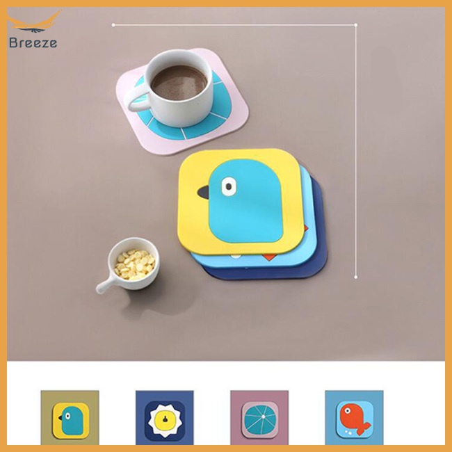 Miếng Lót Ly Cách Nhiệt Bằng Silicon Mềm Hình Vuông 15cm